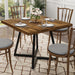 Square Kitchen Dining Table for 2, Small Ktichen Table with Metal Base, 31.5" Modern Dinner Table for Dining Room Apartment Restaurant, Rust Brown