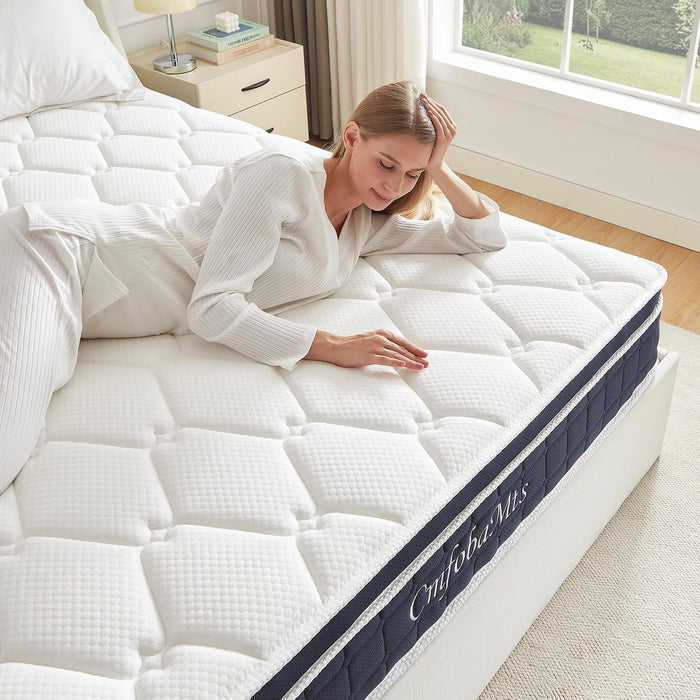 Twin Mattress, 10 Inch Memory Foam Hybrid Mattress in a Box with Independent Spring for Motion Isolation and Pressure Relief, Comfortable Medium Firm