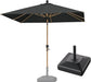 Patio Umbrella with Base 8' X 8' Table Wood-Grain Finish, Black