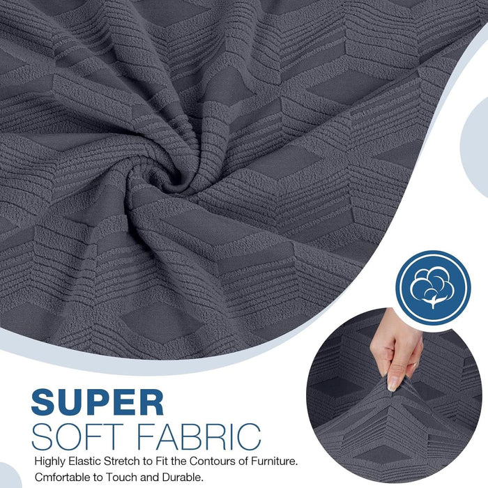 Recliner Sofa Covers Stretch Reclining Couch Cover, Jacquard Recliner Couch Cover for 3 Seat Furniture Protector Sofa Slipcovers with Elastic Bottom for Kids, Pets (Dark Grey)