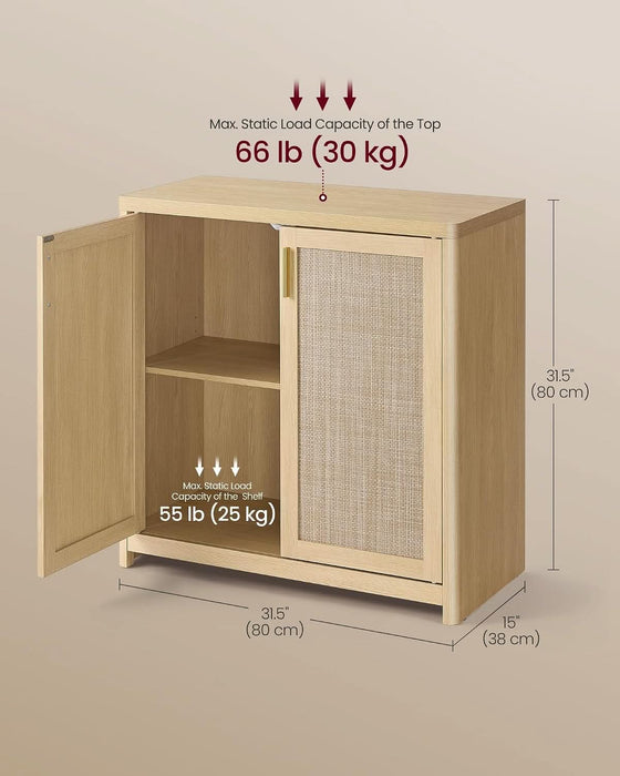 Boho Buffet Cabinets, Set of 2, with Rattan-Look Doors