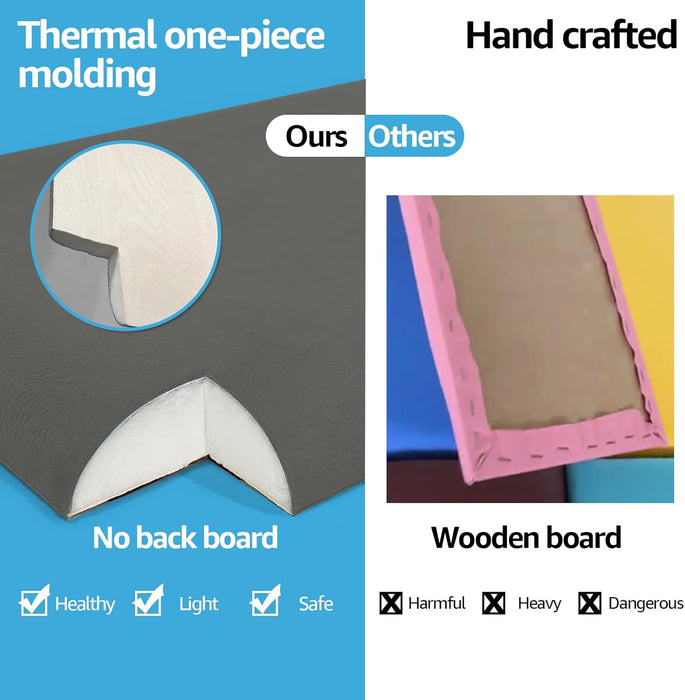 Peel and Stick Headboard for King, Full and Queen in Velvet Smoky Gray, Pack of 12 Panels Sized 9.84" X 23.62", Soundproof Wall Panels 3D, Upholstered Wall Panel