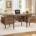 70.9" W X 27.6" D Office Desk with 3 Drawers, Modern Computer Desk with Storage, Home Office Desks with File Drawer, Privacy Panel, Large Executive Desk, Brown