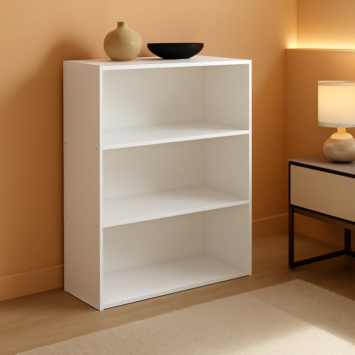 Pasir 3-Tier Open Shelf Bookcase, Plain White