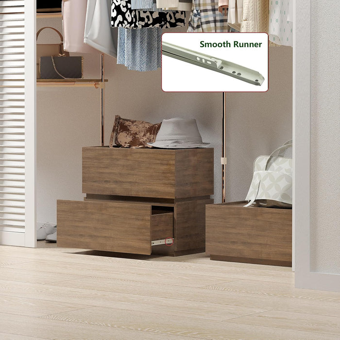 Stackable One Drawer Dresser Walnut Brown Nightstand