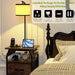 Floor Lamp with Table, End Tables with Lamps Attached 3-Color Temperature Bulb, Side Table with Lamp with 2 Drawers & Charging, Lamps Tables Combo for Bedroom, Dorm, Apartment - Rustic Brown