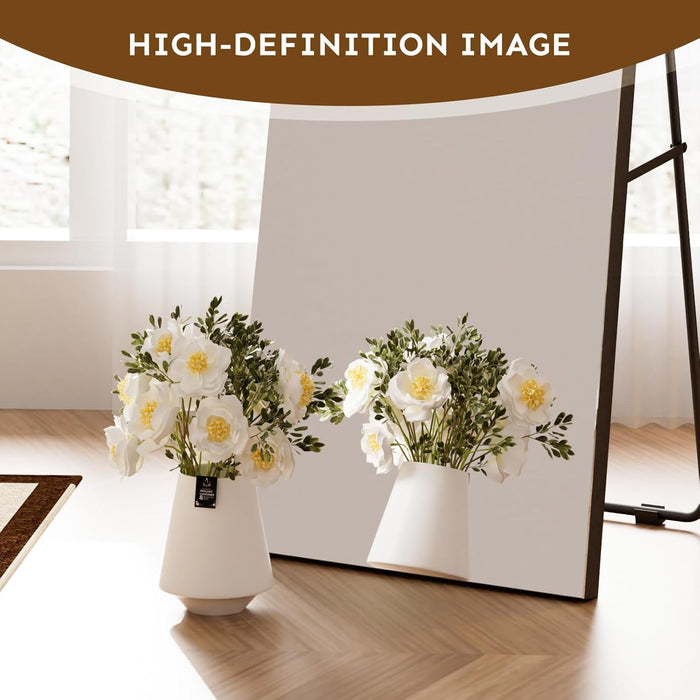 58X18 Frameless Full Length Silver Coating Mirror W/Distortion Free, HD Reflection &Anti Desilvering, Tempered Glass & Shatter Proof Film Doubling Safety, Easy Setup W/Stand, Wall/Standing
