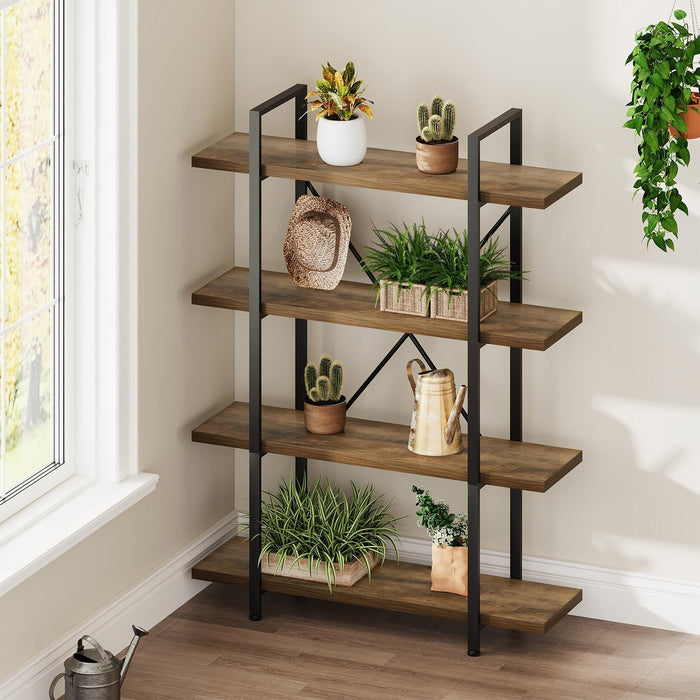 Industrial Strength Bookshelf With Rustic Oak Finish