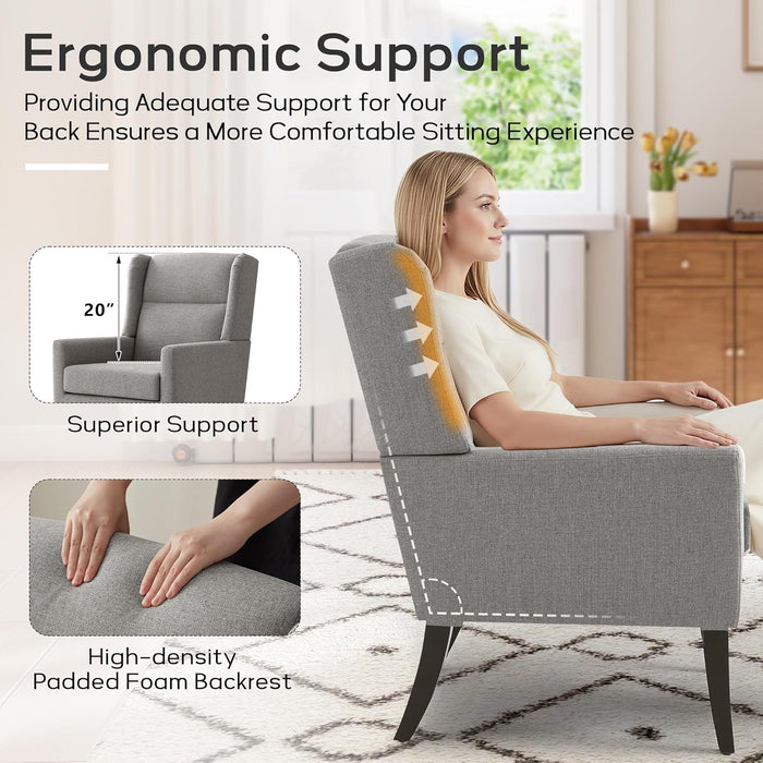 Grey Armchair HighBack CommercialGrade For Living Room
