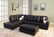 Sectional Sofa, L-Shape Faux Leather Sectional Sofa Couch Set with Chaise, Ottoman, 2 Toss Pillow Using for Living Room Furniture.（Black）