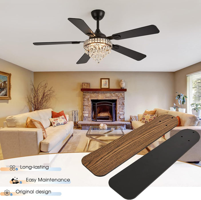 52" Crystal Chandelier Ceiling Fan with Lights - (Classic, Black)