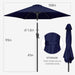 9Ft Patio Umbrella Outdoor - Table Umbrella with Push Button Tilt and Crank, UV Protection, 6 Sturdy Ribs, Market Umbrella for Garden, Deck, Backyard, Lawn, Pool and Beach(Navy Blue)