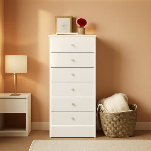 Astrid 6-Drawer Tall Chest with Acrylic Knobs