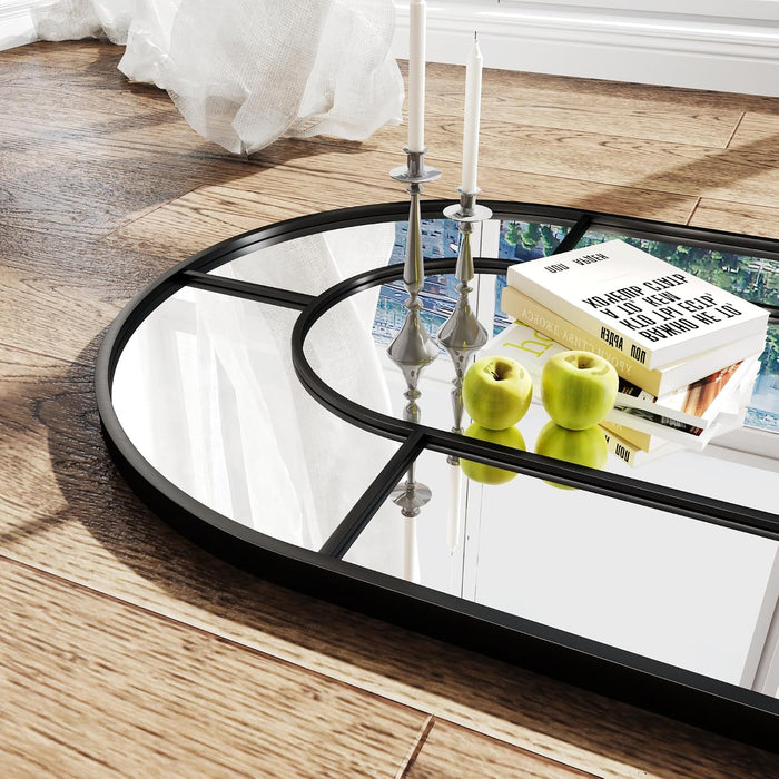32"X71" Floor Mirror,Standing Mirror Full Length,Large Arched Mirrors,Window Pannel Mirrors(Black)