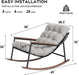 Papasan Rocking Chair with Armrest Outdoor Indoor,Heavy Duty Metal Outdoor Rocking Chair with Cushion,All-Weather Patio Lounge Chair for Balcony,Garden,Living Room (1Pcs)