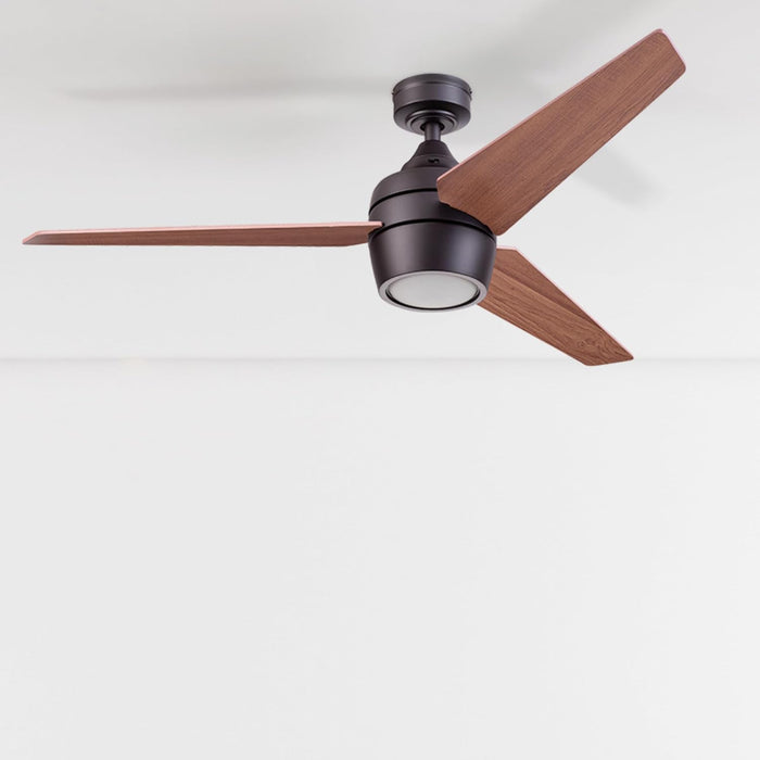 Ceiling Fans Eamon Modern 52 Inch Ceiling Fan with Light, Remote Control Fan, LED Indoor Fan with 3 Blades, Brown Maple and Black Blade Finish Options, Bronze (50603-01)