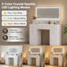 45" Large Makeup Vanitys with Mirror & Lights,Big Vanity Desk with 2 Side Shelves & Adjustable Brightness 3 Color Crystal Sparkle Led,Charging Station,26 Storage Areas for Girls Women White