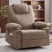 Oversized Swivel Rocker Recliner Chair with Heat and Massage, 360 Degree Swivel Rocking Single Sofa with Cup Holders and USB Port, Big Large Recliner Chair for Living Room (Fabric, Brown)