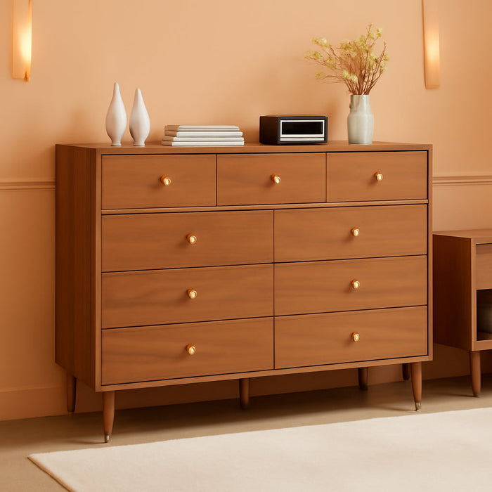 Modern Chest of Drawers with 6 Drawers,Deep Drawers,Clothes Organizer,Large Storage Cabinet for Living Room, Bedroom,Hallway,With Anti-Tipping Device,Brown