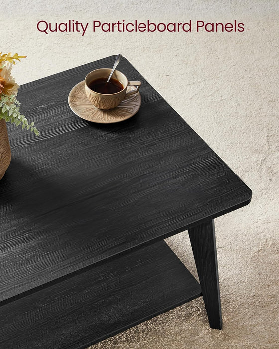 MAEZO Collection - Coffee Table, 2-Tier Center Table with Storage, Tapered Legs, Curved Transitions, 21.7 X 39.4 X 17.7 Inches, Easy to Assemble, for Living Room, Charcoal Gray ULCT249B01