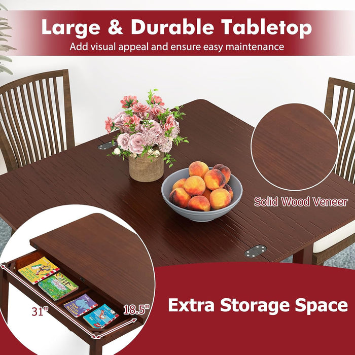 40" Foldable Rectangle Dining Table, Wooden Kitchen Table for 2-4
