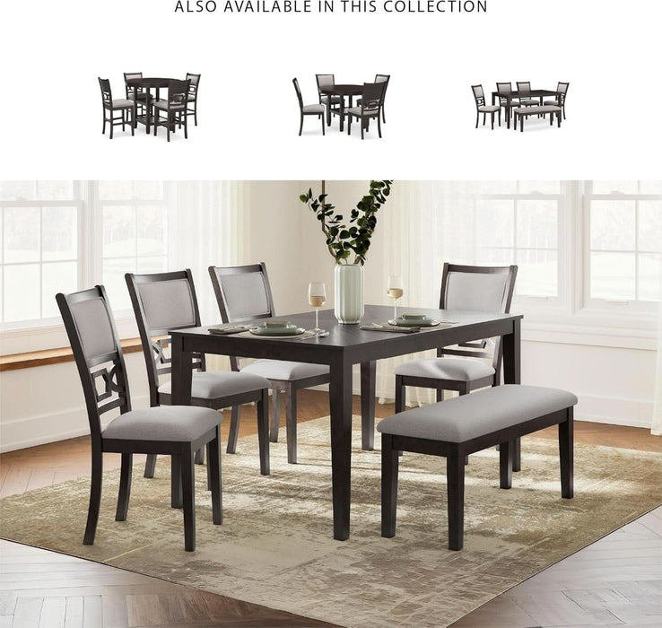 Langwest Dining Room Table Set, 4 Upholstered Chairs and Bench, Seats 6, Cushioned Seats, Wood, Cherry Brown