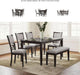Langwest Dining Room Table Set, 4 Upholstered Chairs and Bench, Seats 6, Cushioned Seats, Wood, Cherry Brown