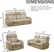 Power Reclining Sofa Set, Living Room Furniture Set with USB Ports, Leather Recliner Couches Set for Living Room/Apartment/Office/Home Theather (Khaki, Sofa+Loveseat+Chair)