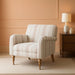 Modern Accent Chair with Arms and Wooden Legs, Comfy Upholstered Armchair for Living Room, Bedroom (Stripe Pattern, Tan)