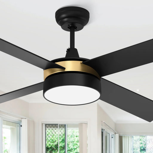 52In Ceiling Fan with Light and Remote, 3 Colors Light Changing, 3 Speed, 4 Blades,Reversible Airflow for Outdoor/Indoor, Black & Gold