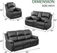 Leather Recliner Sofa Set，Leather Reclining Sofa Set for Living Room Furniture Sets，Black Recliner Couch Set for Living Room/Office/Theater Seating(Sofa Set 3 Pieces)