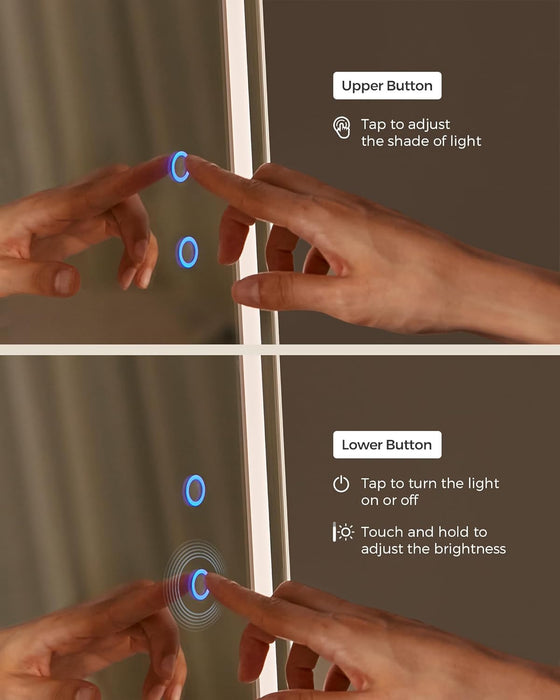 LED Mirror Jewelry Cabinet Standing, Lockable Jewelry Armoire with Full-Length Mirror and Adjustable LED Lights, Space-Saving Jewelry Organizer with Mirror, Gift Idea, Ash Brown UJJC008K02