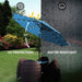 9' round Patio Umbrella with 32 Solar Powered LED Lights, Push-Button Tilt and Hand Crank Lift, Solar Umbrella in Teal for Porch, Deck, and Patio by