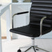 Taytum Swivel Task Chair with Armrests for Home Office in Black Faux Leather with Polished Nickel Frame