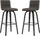 Size Color Options Vienna 30" Bar Height Barstool Brushed Wood Finish Faux Leather, Grey/Black