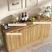 Buffet Cabinet with Storage, Outlet & Adjustable Shelves, Sideboard Cabinet with Double-Arc Doors, Classic Modern Wood Console Table & Credenza for Dining Room & Entryway