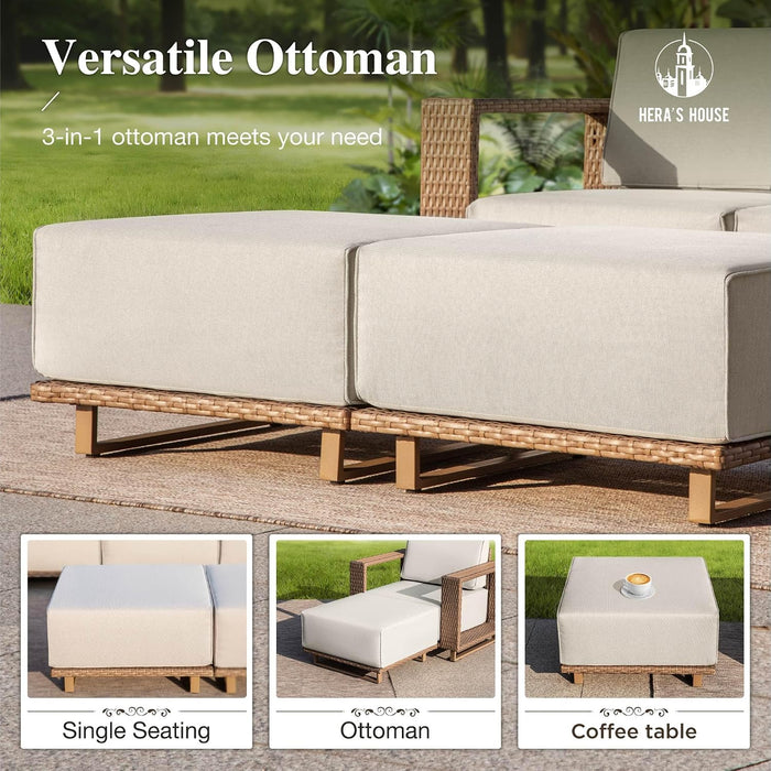 9-Piece Patio Sectional Furniture Set with 10" Thick Cushions
