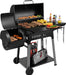 Barrel Charcoal Grill with Offset Smoker, 824 Sq. In. Cooking Area,Frame Tool Hooks, Bottom Shelf, Blow-Molded Wheels, Outdoor Charcoal Grill for Backyard Cooking, Black, CC1831S-SC
