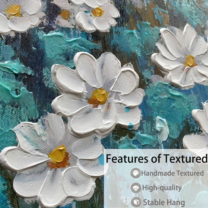 Flower Wall Art for Living Room, Bedroom Wall Decor Canvas Daisy Floral Painting Landscape Picture Extra Large Artwork Textured Office Home Dining Room, Oversized 58"X29"