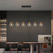 Black Gold Linear Chandelier Six Lights Illumination