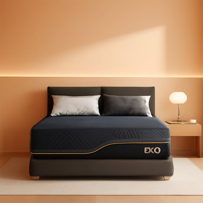 Firm King Size Mattress, 14 Inch Memory Foam Mattress in a Box, Cooling Knit Fabric Cover, Copper Memory Foam, Made in the USA of US Foam, Certipur-Us Certified, 76”X80”, Black