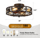 20" Caged Farmhouse Flush Mount Ceiling Fan with Light and Remote Control Bladeless Low Profile Ceiling Fans with Lights Enclosed Vintage Fan 6 Speed Reversible for Kitchen, Bedroom