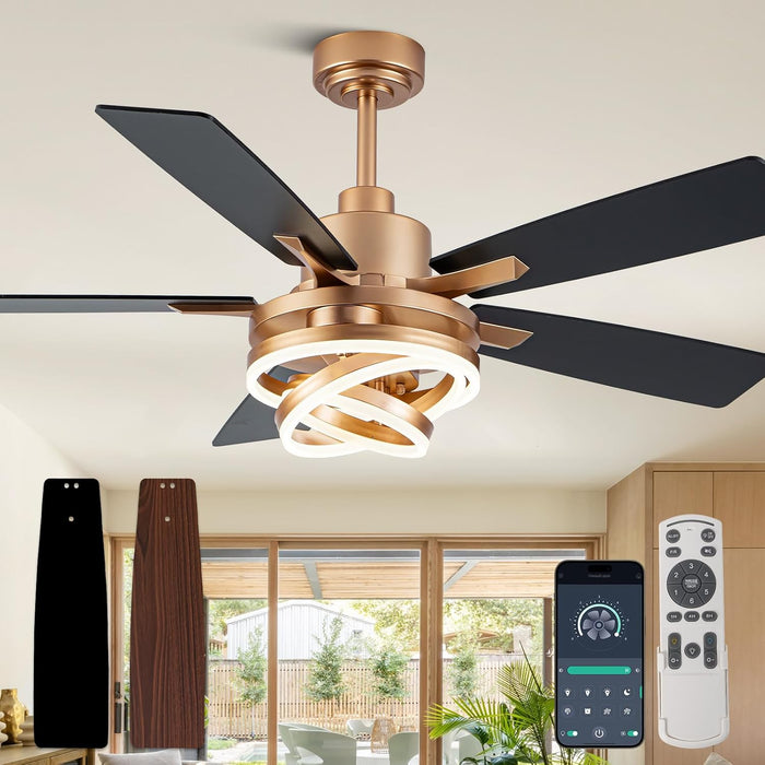 Contemporary Black Iron Reversible Fandelier Ceiling Fan