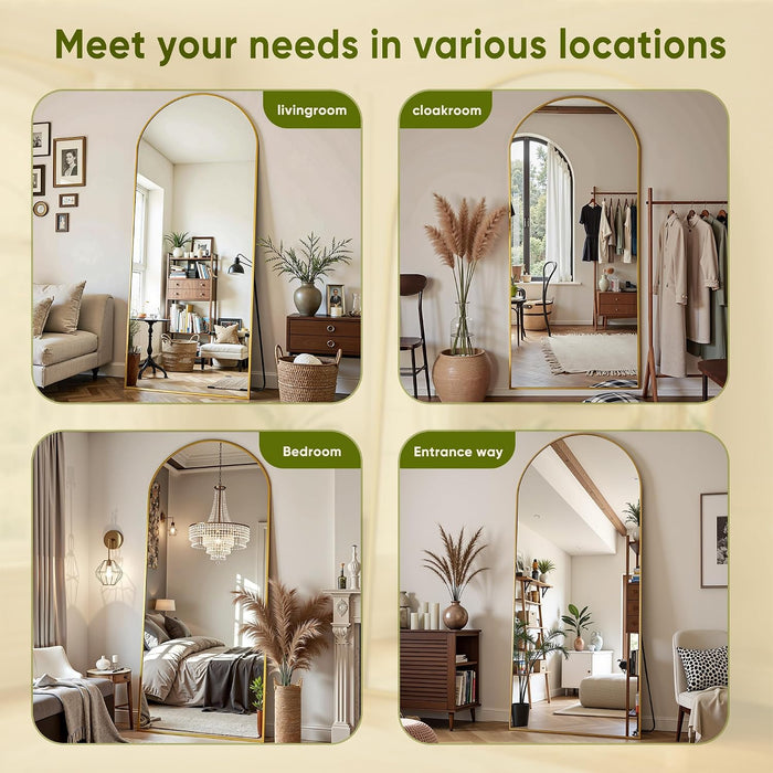 Floor Mirror, 77"X38" Oversized Full Length Mirror with Stand, Gold