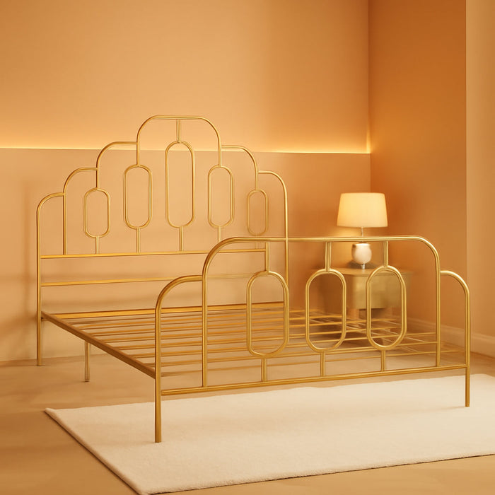 Home Paloma Retro Gold Bed, Queen