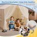 Large Kids Play Tent, 55.1In Length, Fits 3-4 Children,Indoor Playhouse for Kids, with Padded Mat and Lights, Bed Tent for Toddler, Birthday for Boys Girls