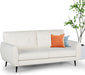 White Leather Loveseat: Mid-Century Modern, Button-Tufted