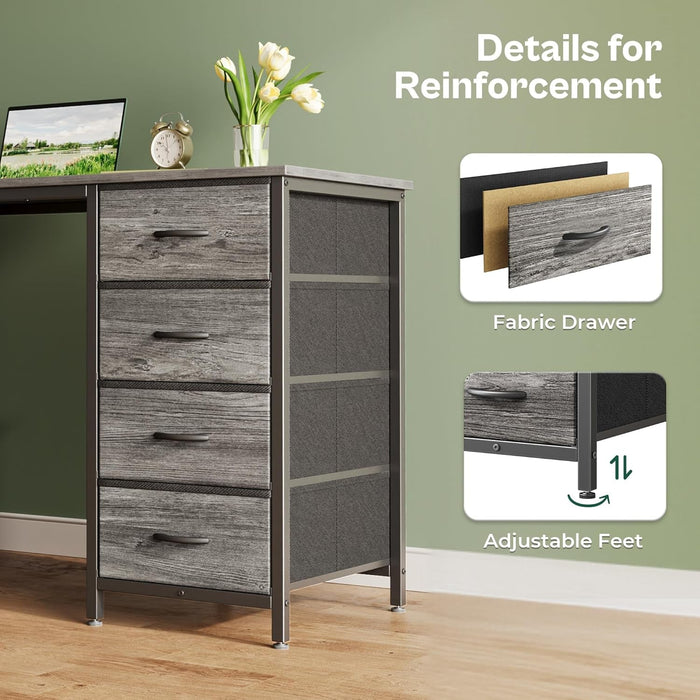 54 Inch Computer Desk with 8 Fabric Drawers, Office Desk for Home Office, Study, Gaming Desk with Drawers, Large Storage, Grey - ShipItFurniture