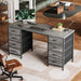 54 Inch Computer Desk with 8 Fabric Drawers, Office Desk for Home Office, Study, Gaming Desk with Drawers, Large Storage, Grey - ShipItFurniture
