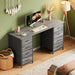 54 Inch Computer Desk with 8 Fabric Drawers, Office Desk for Home Office, Study, Gaming Desk with Drawers, Large Storage, Grey - ShipItFurniture